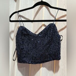 Navy Sequin Two-Piece Pant Jumpsuit